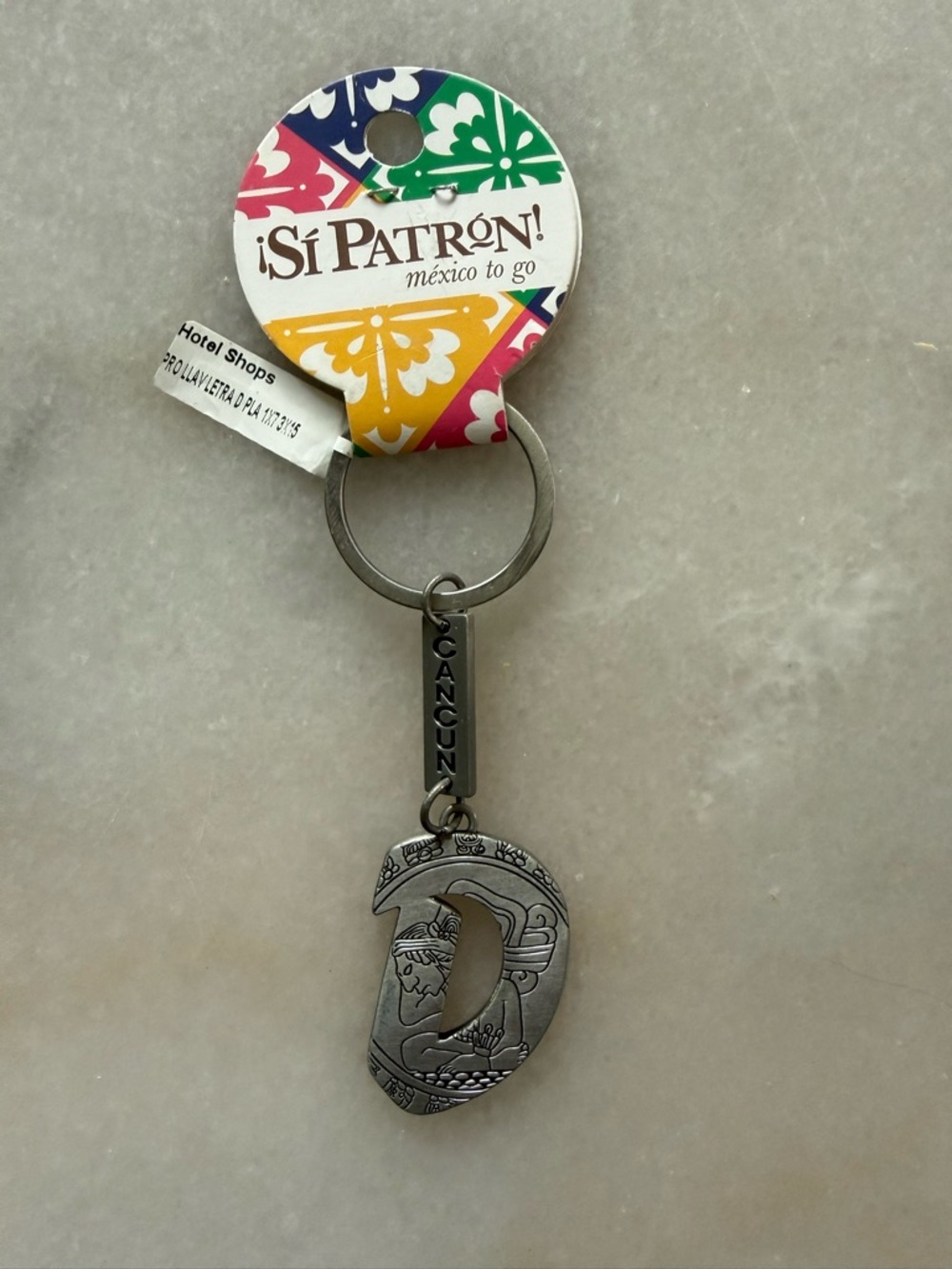 Cancun Metal Letter D Keyring Keychain - Silver